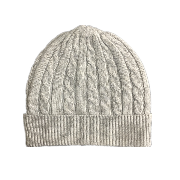 Striped&Cable Knitted Cashmere Beanie