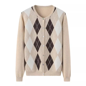 Luxusní argyle Jacquard Cashmere Cardigans