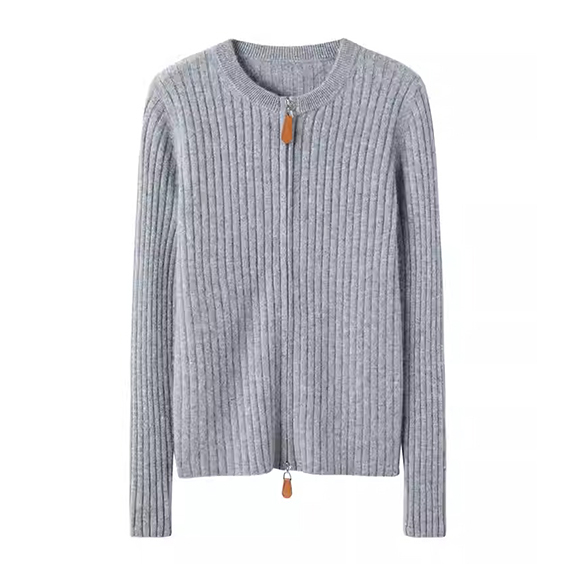 Պատահական կանանց ամբողջական ZIP Cashmere Cardigan