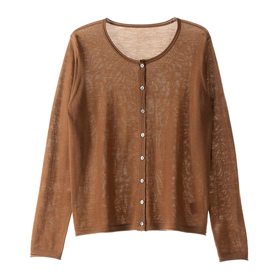Mongoolse liggewig kasjmier cardigan crew nek vir dames