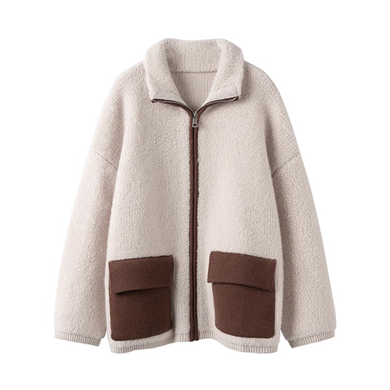 Gratë Cardigan të trasha të plota Zip Cashmere