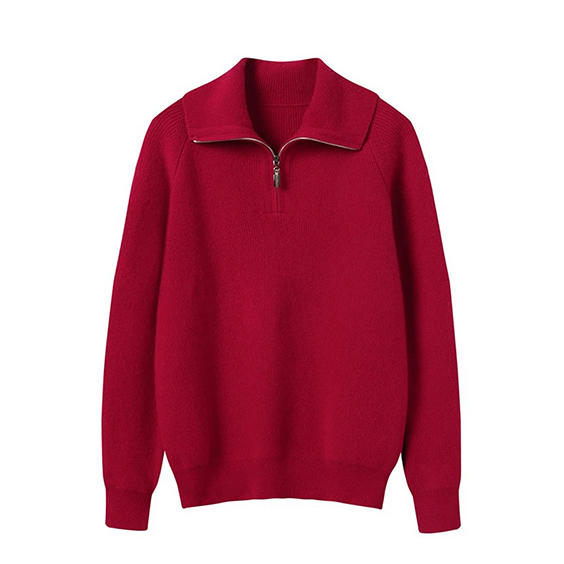 Jersey de cachemira con cuello alto y cremallera 