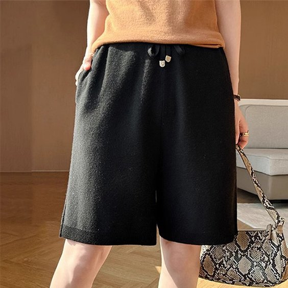 100% Merino Wool Women Solid Color Shorts