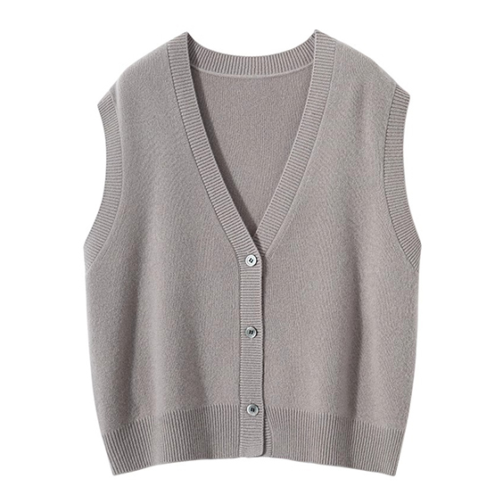 Nút cashmere của phụ nữ lên v cổ áo Vest Vest