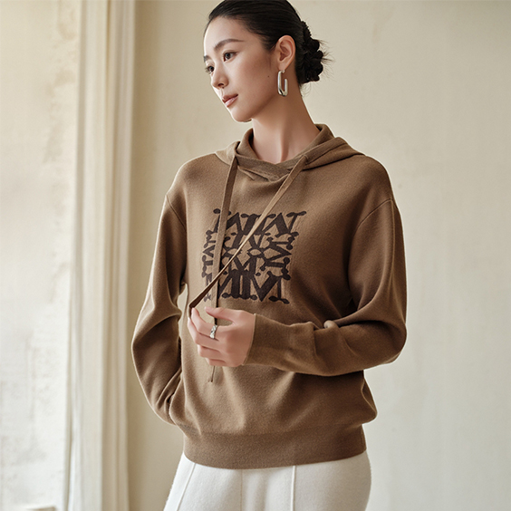Ritenga Moko Embroidered Knit Wool Hoodie Sweatshirt Hou mo nga Wahine