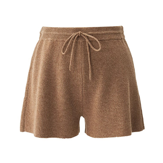 Women's sporty Style Drawstring ribbed Cashmere Knit Detailed breves