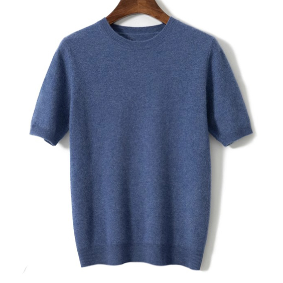 Cashmere T-skjorte for menn med rund hals