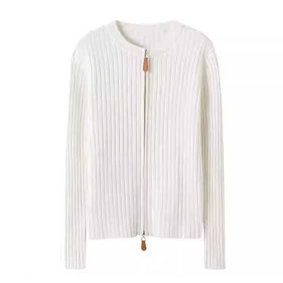 ተራ ሴቶች ሙሉ ዚፕ cashmere Cardigan