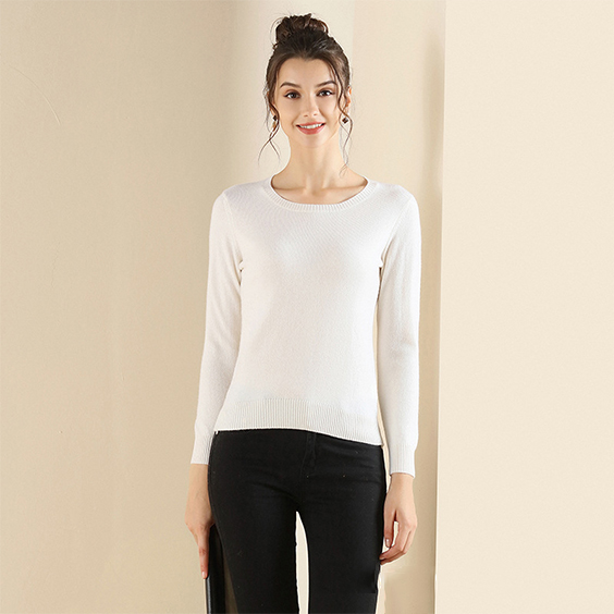 Crew Neck អាវយឺត Cashmere សម្រាប់ស្ត្រី