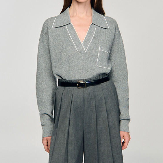 H&oslash;ykvalitets kvinners &aring;pen polo krage strikket cashmere gensere