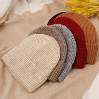 Solid Color Knitted Cashmere Beanie Hats