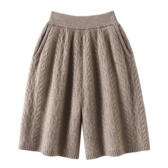 pantaloni in cashmere puri da donna corto
