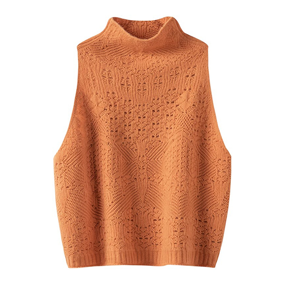 Custom Hollow Knit Jacquard Cashmere Vest Ladies