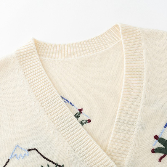 ብጁ የተያዙ አበቦች የጥሬ ገንዘብ Cardigan ሹራብ