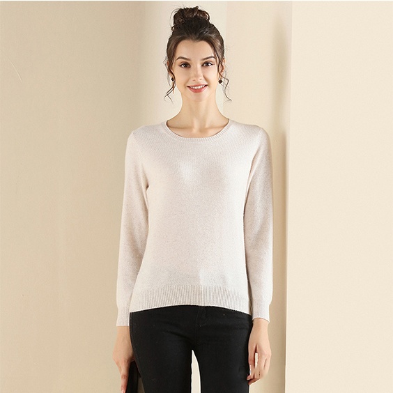 Crew Neck អាវយឺត Cashmere សម្រាប់ស្ត្រី