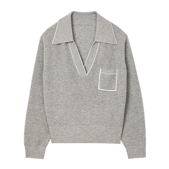 H&oslash;ykvalitets kvinners &aring;pen polo krage strikket cashmere gensere