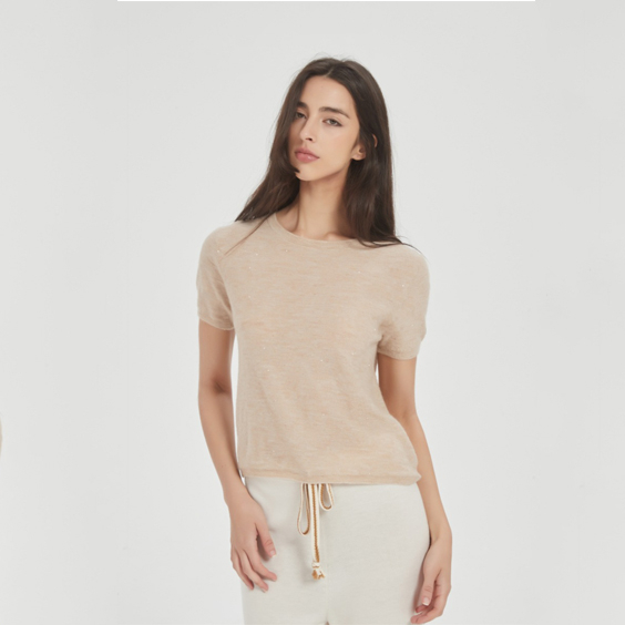 Magioni in lana in cashmere a maniche corte corta