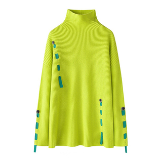 Wei&szlig;er dicker Kaschmirpullover mit Rollkragen f&uuml;r Damen