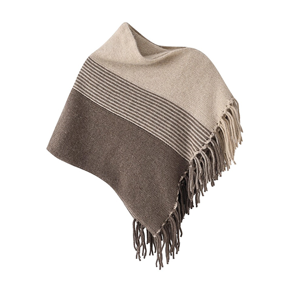 Mantella poncho oversize in 100% cashmere con frange 