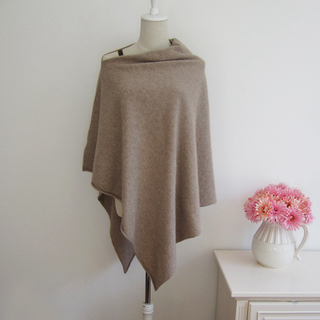 Gray Plain Cashmere Poncho
