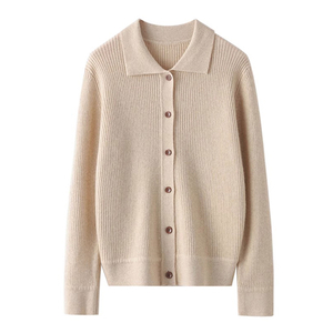 موٹے کٹے ہوئے کیشمی پولو کارڈیگن سویٹر