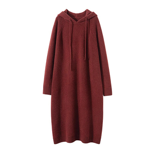 Kababaihan ng Cashmere Long Dress Hoodie