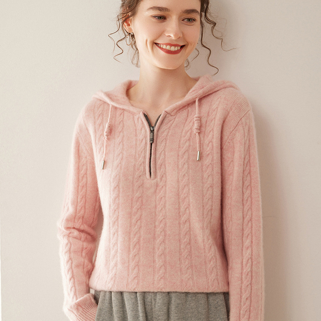 Beste dames imfield cashmere meng trui kabel kabel brei 