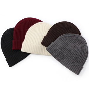 Men Rib Knit Cashmere Beanie