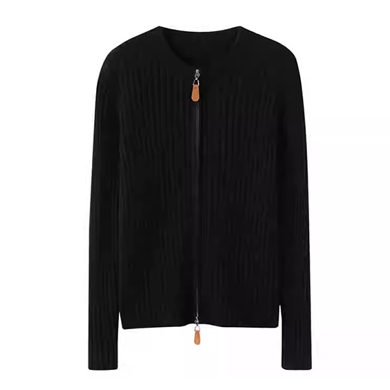 ተራ ሴቶች ሙሉ ዚፕ cashmere Cardigan