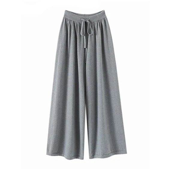 Pantalons en cachemire à jambe large pour femmes décontractées