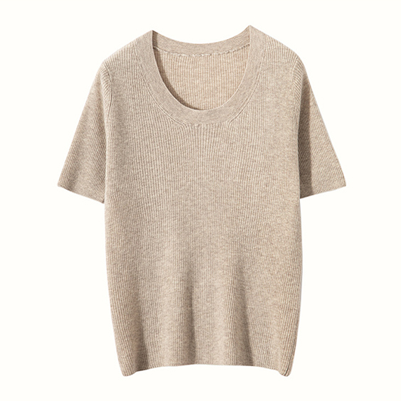 Womens Cashmere Cashmere U-Neck T-Shirt Sweater