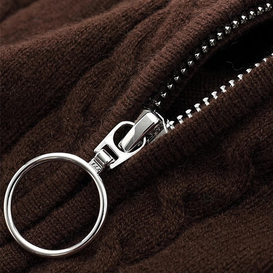 የሴቶች የቀለም እገዳ Cashmere ዚፕ ካርዲጋን - ለስላሳ ሹራብ የቅንጦት ሹራብ