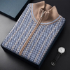 Halv lynl&aring;s strikket Jacquard Cashmere sweater til m&aelig;nd – Luksus bl&oslash;d varm lynl&aring;s tr&oslash;je