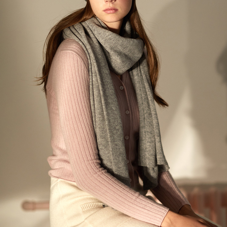 Solid Color Cashmere Knitted Scarf