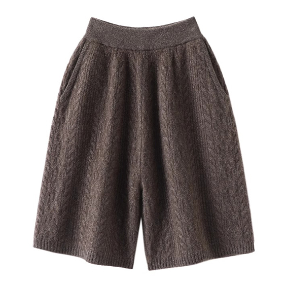 pantaloni in cashmere puri da donna corto