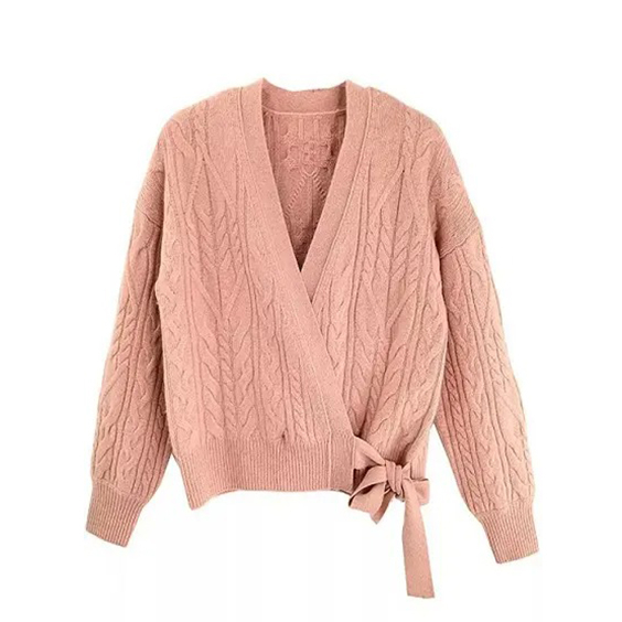 Balletstijl dames V-hals kabelgebreid vest