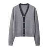 Enkelbors V-nek kasjmier wol Cardigan