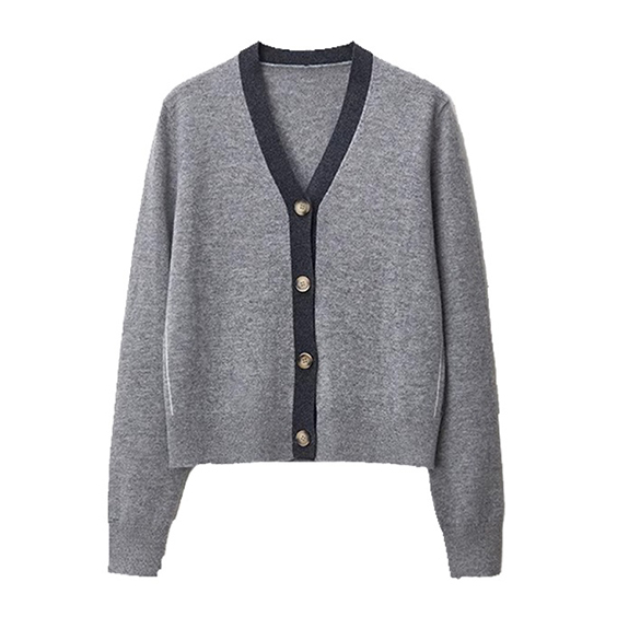 Cardigan de laine en cachemire en cachemire à col en V simple