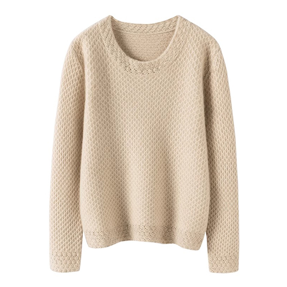 Naisten neulottu Crewneck Cashmere villapaita keltainen