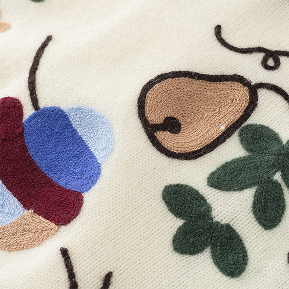 ብጁ የተያዙ አበቦች የጥሬ ገንዘብ Cardigan ሹራብ