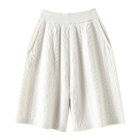 pantaloni in cashmere puri da donna corto