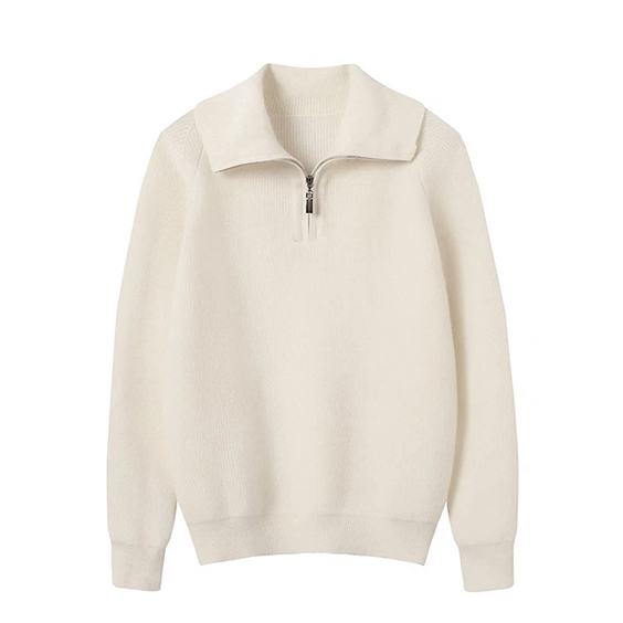 Pullover kasmir zip-up leher tinggi 