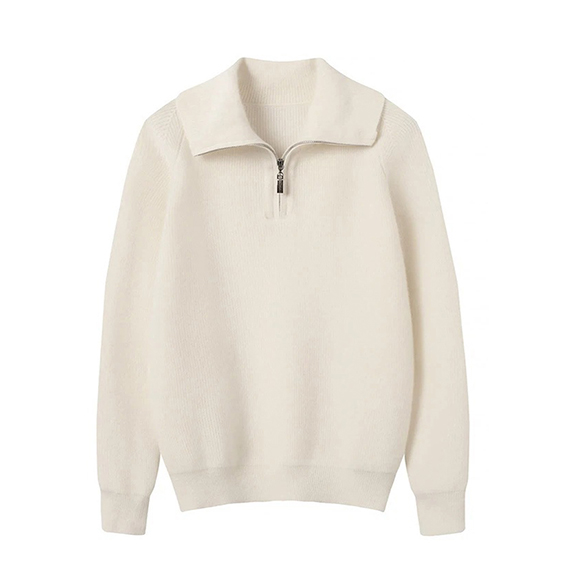 Jersey de cachemira con cuello alto y cremallera 