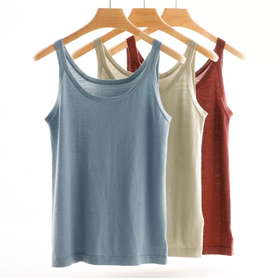 Plain Cashmere crewneck ቬስት ለሴቶች