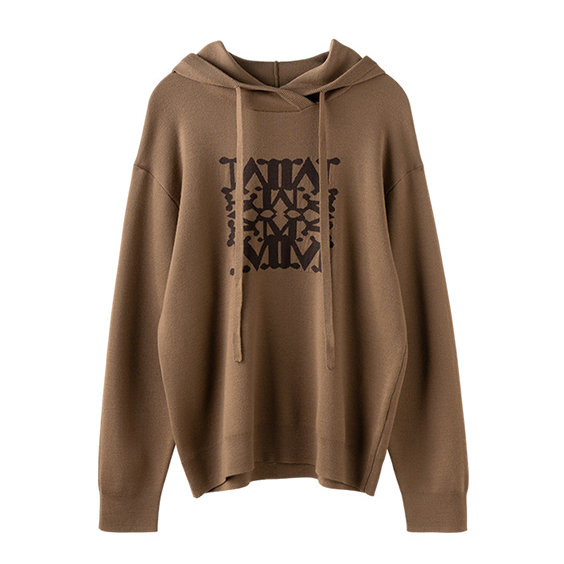 Ritenga Moko Embroidered Knit Wool Hoodie Sweatshirt Hou mo nga Wahine