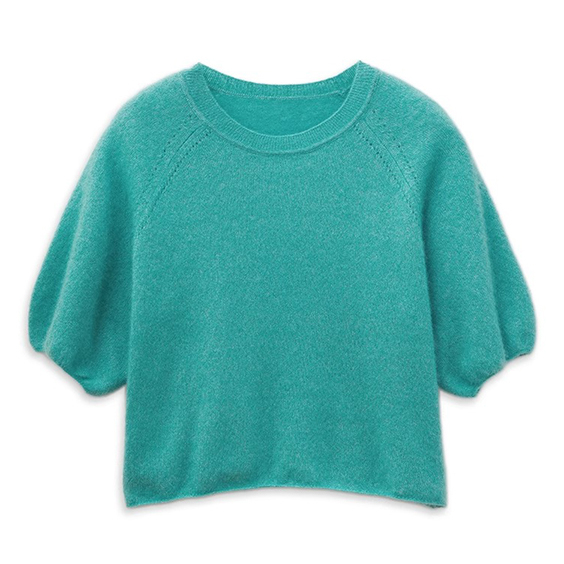 レディース半袖シルクカシミアブレンドTシャツニットカシミアセーター