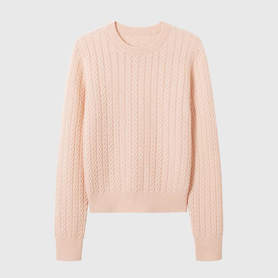 Dame 100 % kashmir sweater producent med rund hals, strikket luksustr&oslash;je