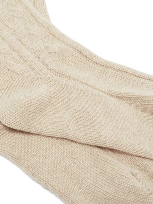 Men Cable Knit Cashmere Socks