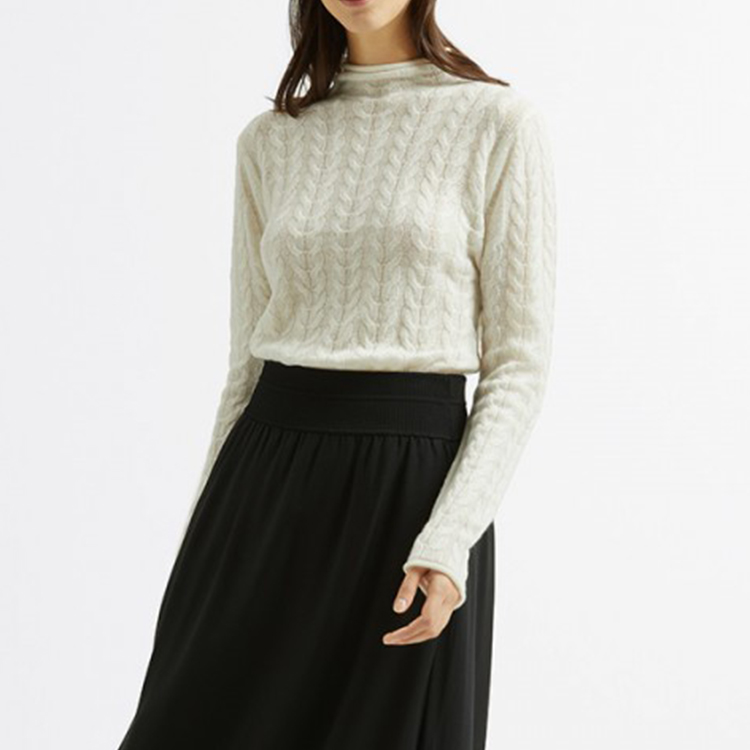 Cable Knitted Turtleneck Cashmere Sweater