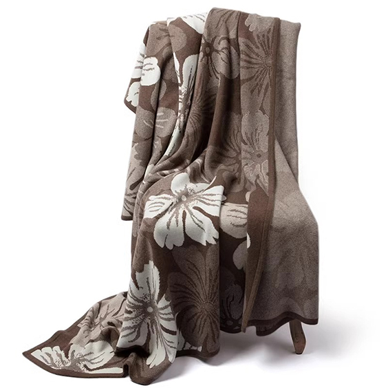 King size jacquard cashmere tæppe 
